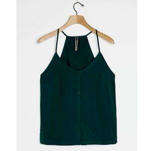 Anthropologie Jenny Button Cami Black Racerback Tank Top Size M Medium NWT